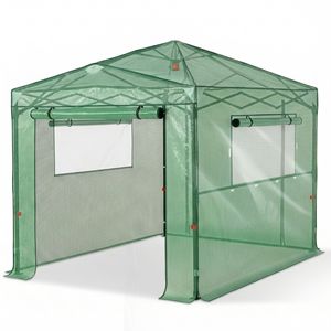 Serra in plastica da 6 piedi con struttura in tubi di ferro verniciati, con rete in PE, pieghevole, verde - Product Image 1