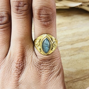 Bulk Order Available Brass <b>Ring</b> <b>Labradorite</b> Gold Plated Vintage <b>Ring</b> Tribal Style Spiral Design Wholesale Statement Women <b>Ring</b> - Product Image 4