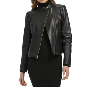 Veste en cuir d'agneau véritable de haute qualité pour femmes, tissée, écologique, coupe-vent, taille personnalisée, couleurs personnalisées - Product Image 1