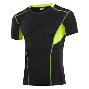 Wholesale <b>Mens</b> <b>Compression</b> T <b>Shirt</b> Color Block Quick Dry Rash Guard Short Sleeve Gym Top Athletic Running Workout Fitness <b>Shirts</b> - Product Image 1