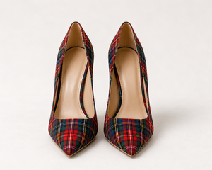 Tacones de aguja de tartán personalizados para mujer |   Zapatos de Tacón Alto con Punta en Pico y Diseño Escocés |   Fábrica de Zapatos de Vestir de Moda OEM ODM - Product Image 1