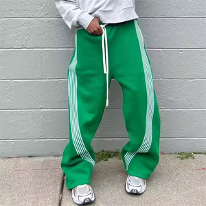Pantalon de survêtement évasé délavé pour homme, décontracté, avec impression personnalisée, détails usés, cordon de serrage, haute qualité, taille haute, style vintage - Product Image 3