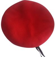 Boina de Lana Roja Unisex, Casual, Primavera-Otoño, 56-58CM, Tela de Terciopelo, Gorro de Moda para Adultos
