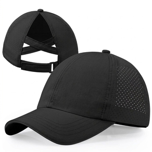 Casquette de baseball noire en maille respirante, ajustable, 6 panneaux, motif numérique, pour femme, idéale pour le cyclisme en extérieur et les voyages, design du panneau avant, été - Product Image 4