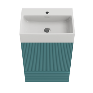 Mobile bagno moderno Gada 20 pollici a righe acquamarina, mobiletto bagno freestanding KD con lavabo in ceramica - Product Image 5