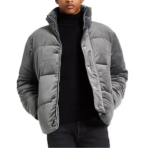 Veste d'hiver personnalisée chaude à manches régulières, rembourrée, épaisse, à col montant, longueur normale, pour homme, coupe oversize, à capuche, 100% duvet - Product Image 1