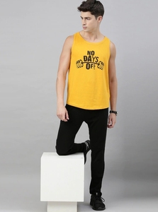 Débardeur jaune sans manches pour homme, imprimé « No Days Off », col rond, décontracté, respirant, en coton, pour l'entraînement - Product Image 3