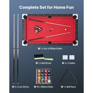 Tavolo da Biliardo Portatile da 6 Piedi con Piedini Regolabili, Tavolo da Gioco Stabile con Porta Stecche e Palline Inclusi - Product Image 2