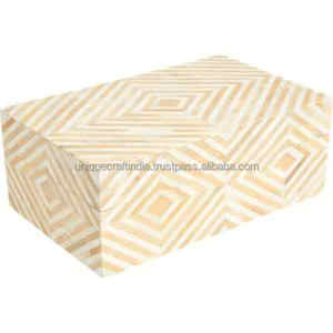 Caja de Recuerdos Rectangular Hecha a Mano de Resina de Hueso, Acabado Pulido, Solución de Almacenamiento Única de Estilo Vintage para Regalos - Product Image 3