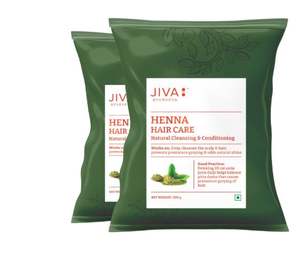 Polvo para el Cuidado del Cabello Jiva Henna 200 g - Paquete de 2 (400 g) |   100% Puro y Natural |   Limpia y Nutre el Cabello y las Raíces - Product Image 1
