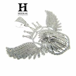 Collar con colgante de alas de águila con incrustaciones de diamantes, estilo Hip Hop, con dijes de corona, cabeza de águila y escudo, y colgante de pájaro con diamante cultivado en laboratorio VVS - Product Image 5