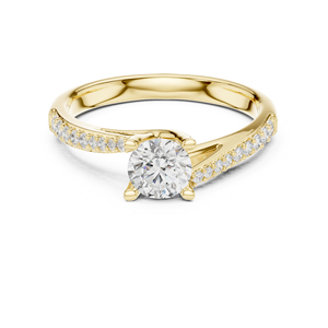 แหวนเพชรทรงกลมทองคำ 14K โรสโกลด์สำหรับผู้หญิง |   ชุดทำงาน |   เพชรที่เพิ่งเพาะเลี้ยง - Product Image 3