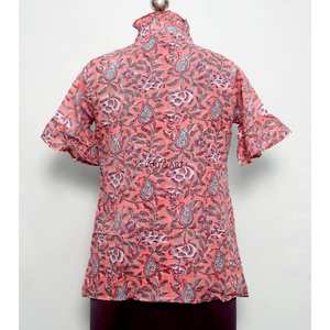 Vestido Corto con Cuello Redondo y Estampado Floral, Manga Media, Botones, 100% Algodón, Ecológico, Lavable, Corte Recto - Product Image 6