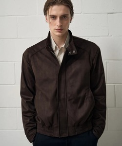 <b>Men's</b> Brown PU Leather Bomber <b>Jacket</b> Stand Collar Zipper Closure Casual Autumn Wear <b>Suede</b> Material Satin Lining - Product Image 5