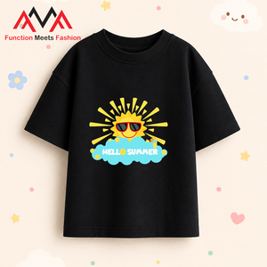 เสื้อยืดสีดำล้วน ผ้าฝ้าย 95% ผสมสแปนเด็กซ์ 5% พิมพ์ลายด้านหน้า สวมใส่สบาย ระบายอากาศได้ดี เหมาะสำหรับฤดูร้อน สไตล์สตรีทแวร์ - Product Image 1