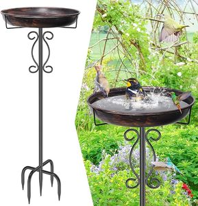Baño para Pájaros de Hierro de Diseño Elegante y Estilo Vintage para Decoración de Jardín y Suministro de Agua para Aves - Product Image 1