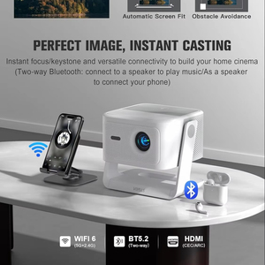 <b>4K</b> Smart <b>Projector</b> with WiFi and Bluetooth, VOPLLS Outdoor <b>Projectors</b> with Dolby/Auto Focus,Portable Movie Phone Wireless Gaming - Product Image 1