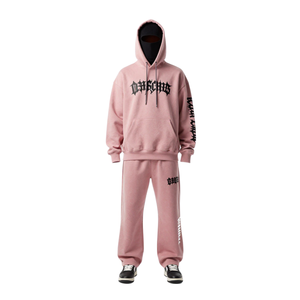 Conjunto de Sudadera con Capucha y Pantalones Oversize para Hombre, Estilo Urbano, con Estampado Gráfico, de Algodón Pesado, Venta al Por Mayor - Product Image 1