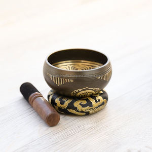 Bol chantant en bronze finition antique avec motif floral pour la décoration intérieure et les cadeaux spirituels - Product Image 2