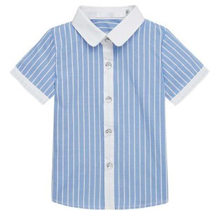 Chemise rayée à manches courtes pour garçons, haut tissé décontracté à col rabattu et boutons sur le devant - Product Image 3