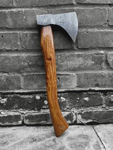 <b>Hand</b> Forged Steel With Wooden Handle And Leather Sheath Survival Axe <b>Tool</b> - Product Image 6
