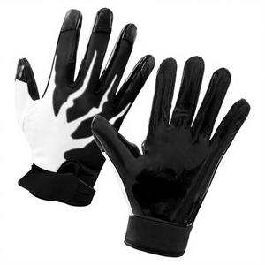 Gants de sport d'extérieur à doigts entiers en PU, noir et blanc, antidérapants, unisexes, toutes saisons, fermeture auto-agrippante, imprimés par sublimation - Product Image 2