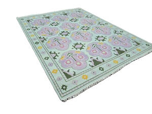 Oushak ผ้าฝ้ายทำด้วยมือพรมเรขาคณิตแบบตุรกีพรมสีเบจสีชมพูสวยงาม10X14ห้องนอนห้องนั่งเล่นสัตว์เลี้ยง - Product Image 6