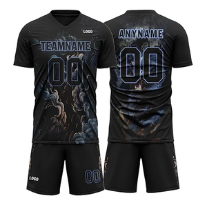 Maillot de football noir personnalisé avec le nom de l'équipe, maillot de football, chemise de sport pour hommes, uniforme sportif - Product Image 5