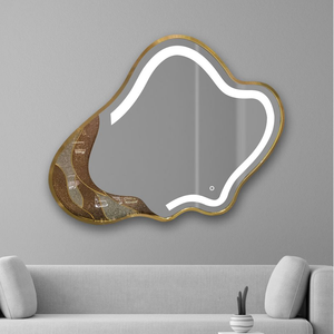 Elegante espejo con marco de acero inoxidable 304 PVD y diseño de vitral, perfecto para baños, pasillos, vestidores y otras áreas. - Product Image 3