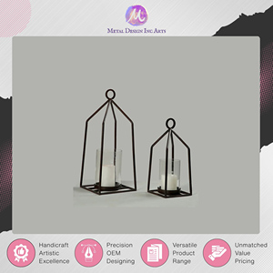 ขวดโหลใส่เทียนหรูหราทำจากโลหะตัดทำจากเฮอร์ริเคนทำจากโลหะใช้ในอินเดีย - Product Image 3