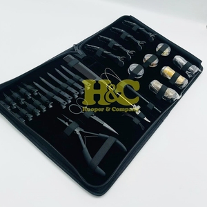 New Hair Extension <b>Tools</b> Commercial Use Stainless Steel Hair Extension <b>Tools</b> Black Pliers Micro Bead Scissors Comb Clip <b>Kit</b> <b>Bag</b> - Product Image 4