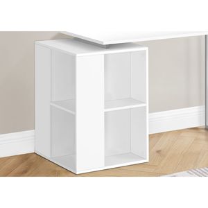 Scrivania per Computer Contemporanea 55'' in Laminato Bianco e Metallo Grigio per Ufficio Domestico con Ripiani di Archiviazione Sinistro e Destro - Product Image 3