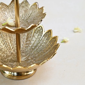 2 Tier Gold Platter 2-Tier Cupcake Stand Holder Round Tiered Serving Tray Stainless Steel <b>Cup</b> Birthday Party Decoration Display - Product Image 4