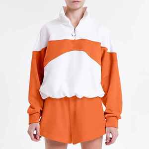 Ensemble de sweat-shirts courts décontractés pour femmes, dernière tendance, été, 100% coton, taille oversize, 2 pièces, respirant, logo personnalisé - Product Image 6