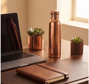 Simple Pure Copper Water <b>Bottle</b> Reusable Eco Friendly Drinkware for Daily Use Kitchen School Sports Outdoor Camping Gift - Product Image 1