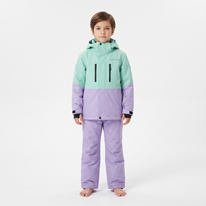 Chaqueta de Esquí para Niños HAWK EYE con Bloques de Color, Impermeable, con Capucha, Aislamiento Sintético, Color Morado Menta, Ropa de Invierno para Niños - Product Image 1