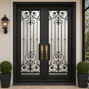 Mejore el aspecto exterior de su casa con una puerta de hierro o acero de lujo, combinada con un juego de manijas de puerta de acero inoxidable duradero. - Product Image 4