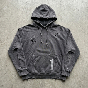 Vintage Wash Distress Hoodie <b>Men</b> Winter Streetwear Distress Hoodie <b>Men's</b> <b>Pullover</b> Distressed Hoodie <b>Men</b> - Product Image 1