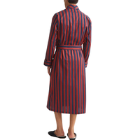 Conjunto de Pijama Casual a Rayas para Hombre, Manga Larga, Algodón Real, Calidad Premium, 240g, Lavable a Máquina, Azul Marino con Rayas Rojas