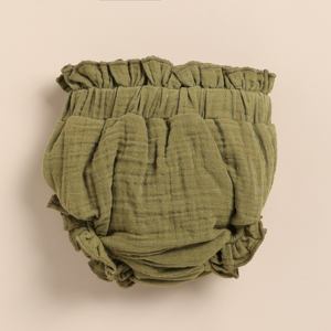 Premium Quality Organic <b>Muslin</b> Sleeveless Frill Top and Bloomer Set in Picante + Olive Premium <b>Baby</b> Clothing - Product Image 5