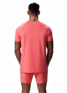 Camiseta de Manga Corta para Hombre, Color Sólido, Tejida, Cuello Redondo, Corte Ajustado, Transpirable, Ropa Casual para un Estilo de Vida Activo - Product Image 4