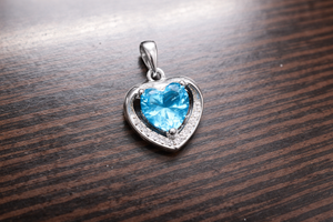 Blue Topaz Heart Handmade Gemstone 925 <b>Silver</b> Pendant For Women Jewelry - Product Image 4