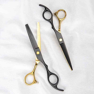 Professional Black and Gold <b>Barber</b> Scissors <b>Set</b> Custom Logo Stainless Steel Hair Cutting Shears Thinning Scissors 2Pcs - Product Image 5