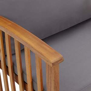 Cojines Gris Oscuro para Banco de Jardín con Madera Natural para Uso en Patio - Product Image 5