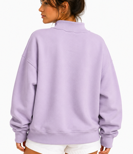 Sweat-shirt à col montant pour femme avec logo personnalisé brodé, à pois, coupe ample, respirant, en molleton de coton, écologique - Product Image 6