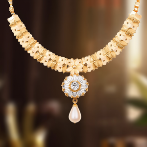 Conjunto de Collar Geométrico de Diseño 11058832GL con Imitación de Diamante Americano, Perla, Chapado en Oro, Joyería Fina, Zirconia y Perla - Product Image 3