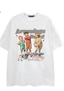 T-shirt graphique oversize pour homme à prix de gros, imprimé lettres, style vintage, décontracté, coupe ample, streetwear rétro - Product Image 5