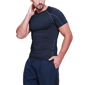 Camiseta Deportiva de Manga Corta para Hombre, Corte Ajustado, Cuello Redondo, Secado Rápido, Color Gris Sólido, Tejido de Poliéster, para Entrenamiento - Product Image 5