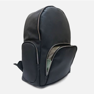 Minimalist <b>Black</b> Nylon Laptop <b>Backpack</b> with Zipper Closure and Water Resistance 20-39L Capacity Unisex Softback Design - Product Image 3