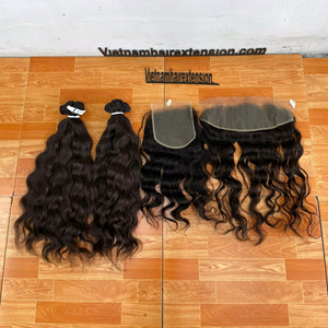 Extensions de cheveux de qualité supérieure, ondulées profondes, avec dentelle frontale et trame de peau, 100% cheveux humains vierges Remy du Vietnam - Product Image 1